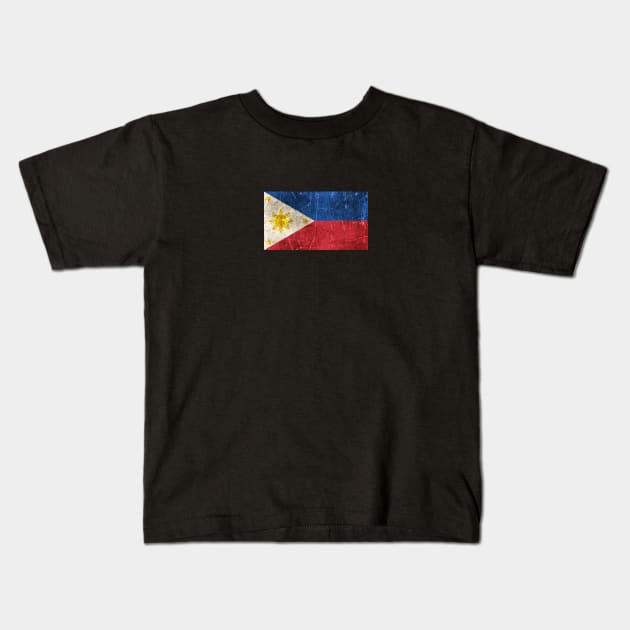 Vintage Aged and Scratched Filipino Flag Kids T-Shirt by jeffbartels